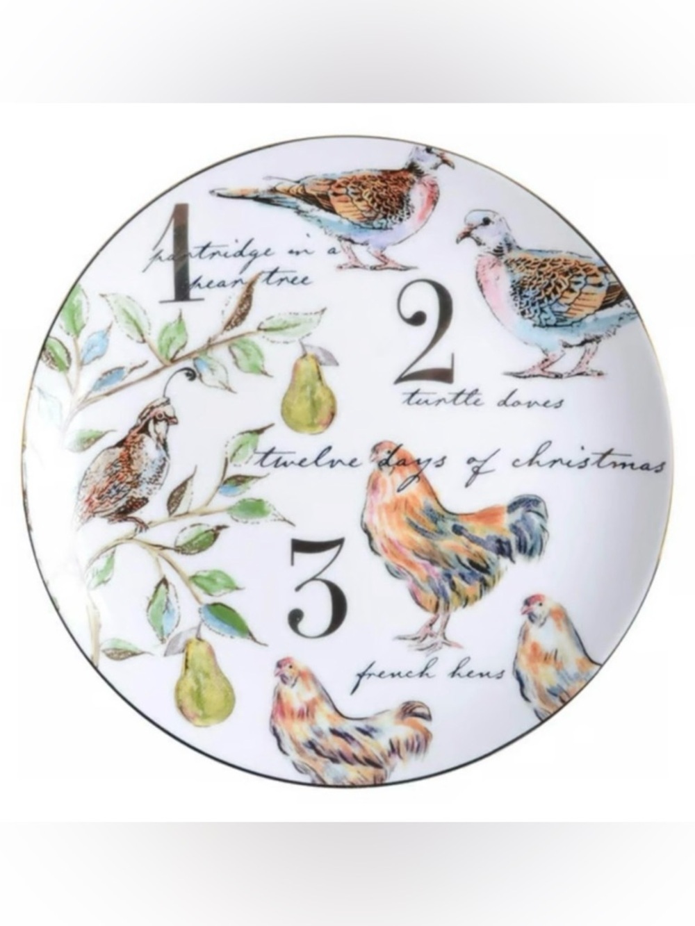 Better Homes & Garden Twelve Days of Christmas Decorative Salad Dessert Plates 4